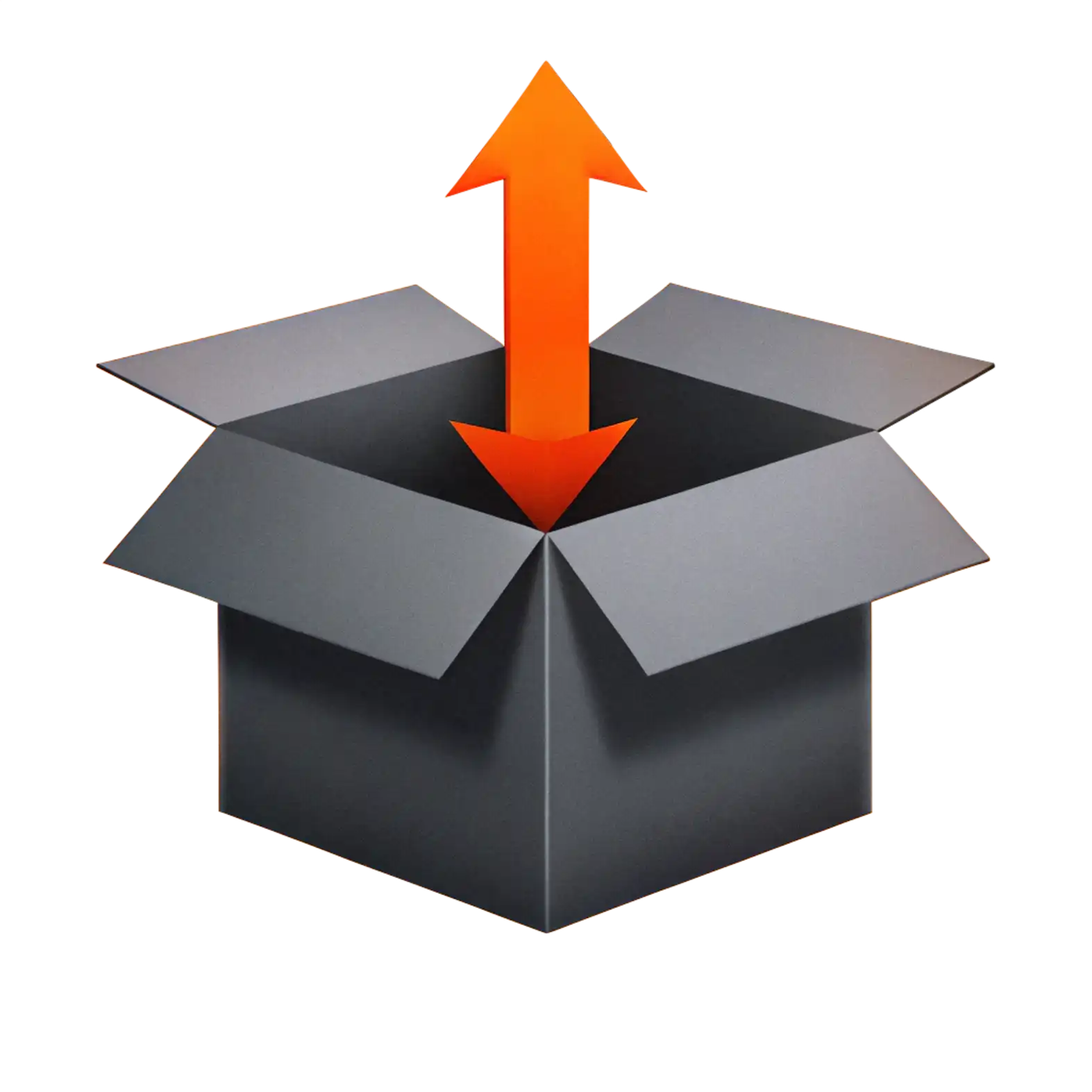 A Cardboard Box With An Arrow Pointing Outward On