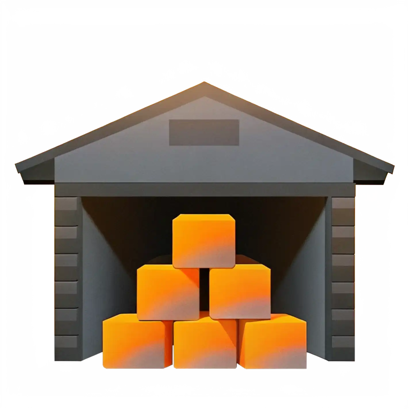 A Warehouse Building With Stacked Boxes Inside On